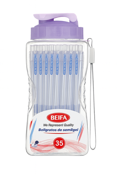 BEIFA Semi-Gel Pens Bottle of 35- Blue Ink