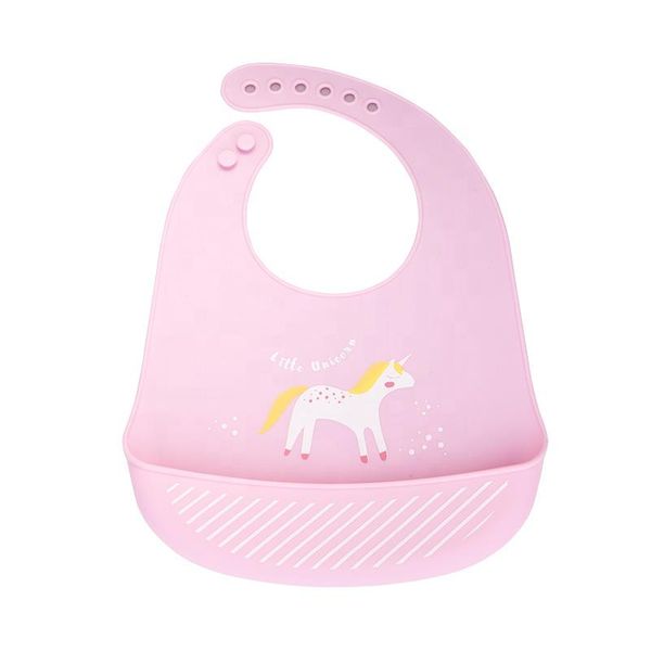 Funny Faces Foldable Silicone Bib: Pink image
