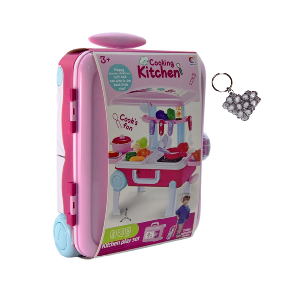 2 in1 Little Chef Trolley Kitchen Play Toy Set and handmade keyholder