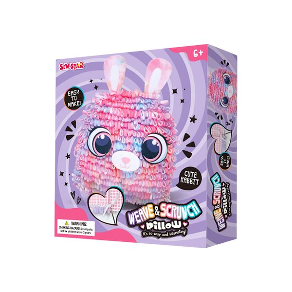 Sew-Star Weave &amp; Scrunch Pillow - Rabbit | DIY Plush Craft Kit for Kids