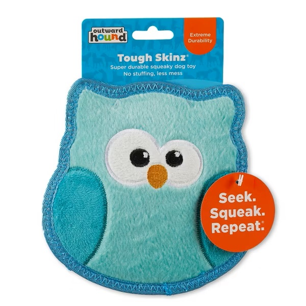 Outward Hound Tough Skinz Owl Dog Toy - Blue