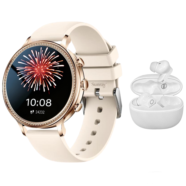 SUNRAY Smartwatch + Earbuds Set - Women's Fitness, Calls &amp; Health Tracker
