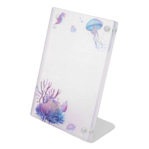 3" L-Shape Magnetic Acrylic Frame With Sea Creatures