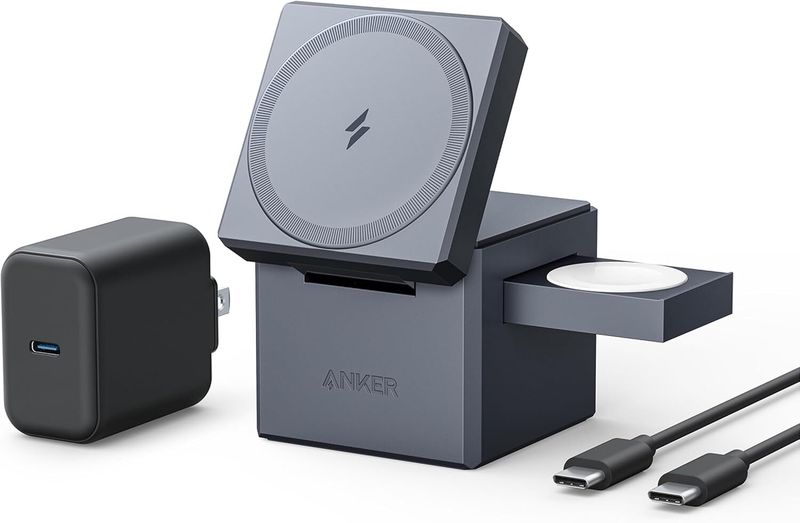 Anker MagSafe 16 Wireless Charger, 3-in-1 Cube with MagSafe, 15W Foldable