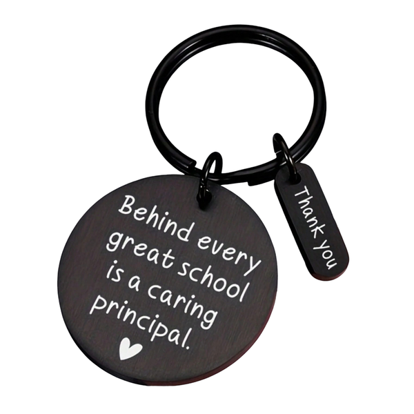 Principal Appreciation With Thank You Charm Keychain - Black