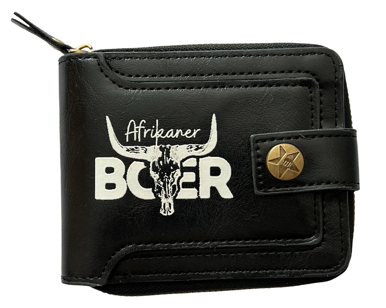 Afrikaner Boer PU Leather Wallet - Zip &amp; Button Money Wallet