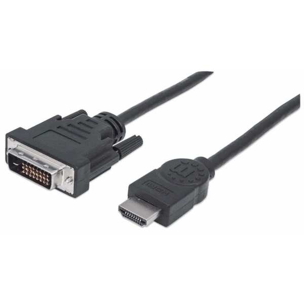 Manhattan HDMI Cable - HDMI Male to DVI-D 24+1 Male Dual Link Black