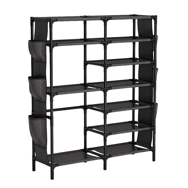 7-Tier Shoe Rack Organiser with Side Pockets Space Saving for Entryway
