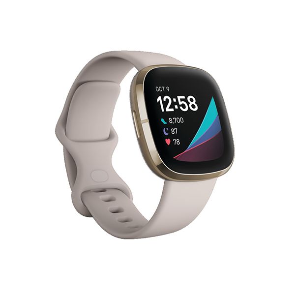 Fitbit Sense Smartwatch - Lunar White/Soft Gold Stainless Steel