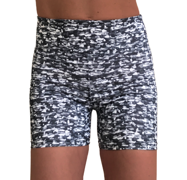 Strut Active Black &amp; White Camo HW Gym, Dance &amp; Booty Lycra Hot Pants Shorts