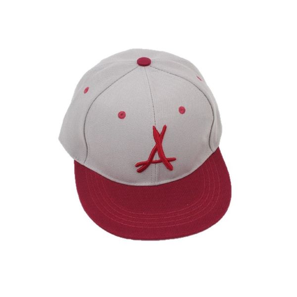 Flat-Brim Hip-Hop Baseball Cap with Letter A Embroidery