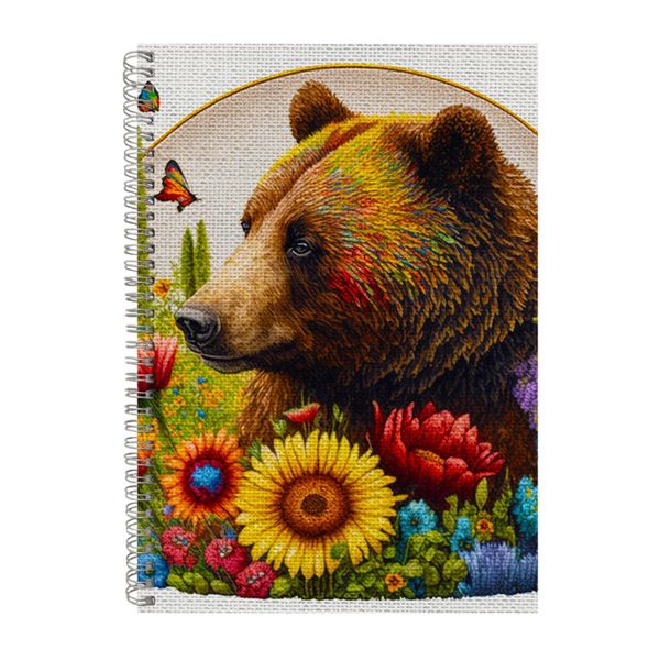 Embroidered BROWN BEAR2 Notebook Animal Gift Idea A4 Notepad Pad 98