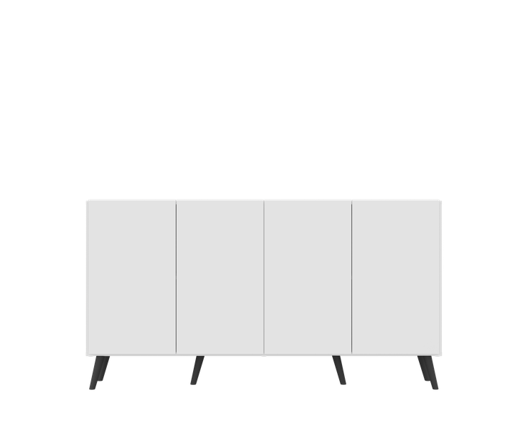 Buffet 4 Doors White + Retro Feet Kit Black