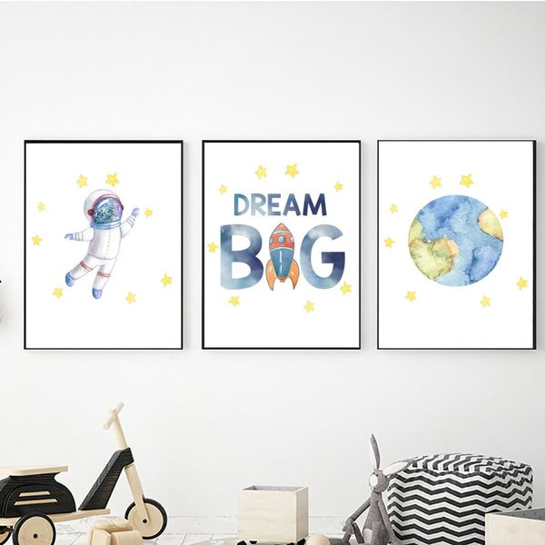 Astronaut Dream Big - A2 - Canvas (3.5cm ) -Set Of 3