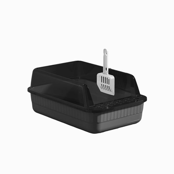 MEshine-Black Semi-Enclosed Large Space Litter Box With Litter Scoop
