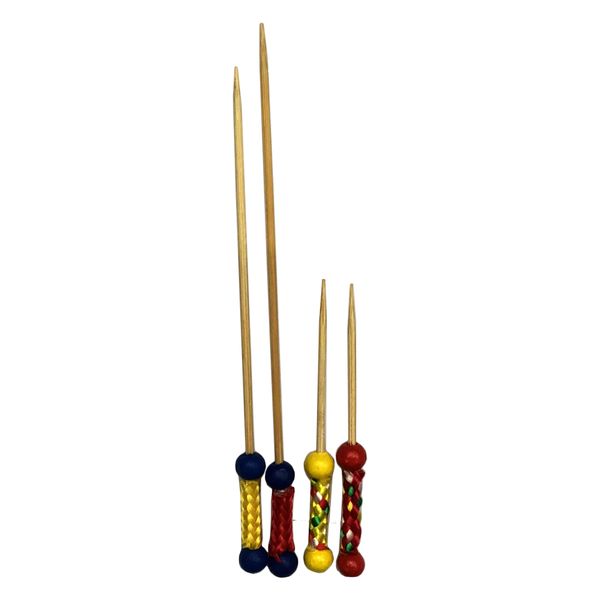 Regent Disposable Bamboo Picks Bead &amp; Braid Mixed Colours and 2 Sizes 48pcs