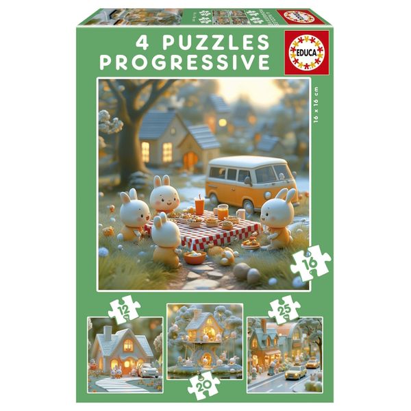 Educa Multi 4 Puzzles - Bunny City (12,16,20,25 Piece)