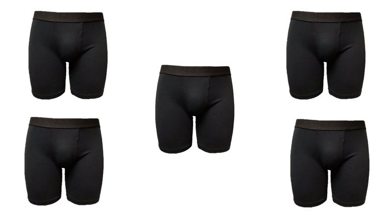 Undeez Solid Black Longer Length Boxer 5 Pack