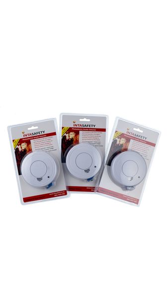 3 x Inta Safety Photoelectric Smoke Detector With Hush Functionality Combo