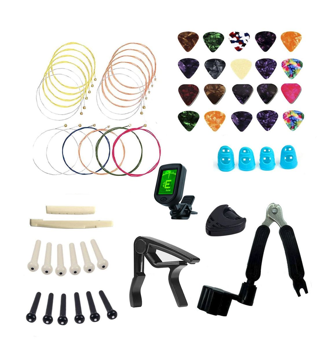 Guitar Tool Changing Kit Strings Pick Capo Winder Tuner Accessories Kit