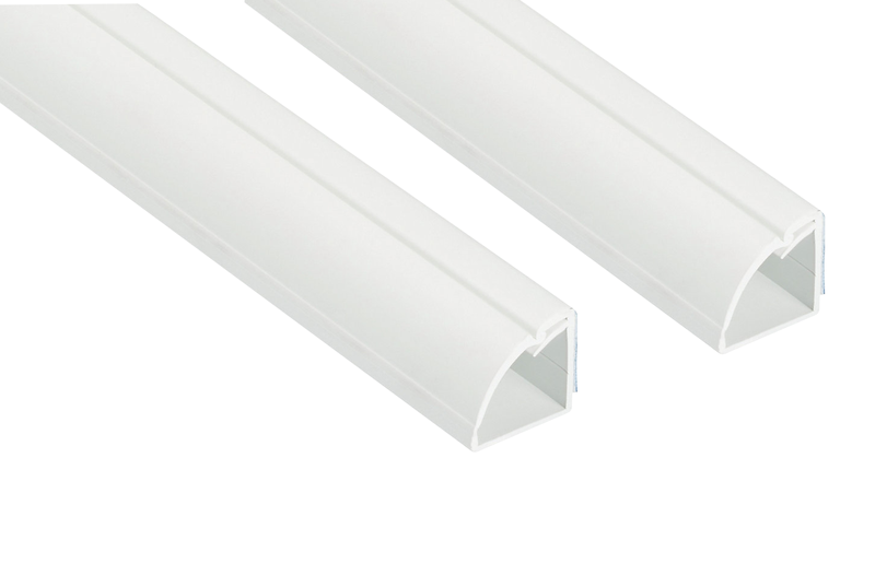 D-Line: ¼ Round Cable Management Trunking 22mm x 22mm x 2m White