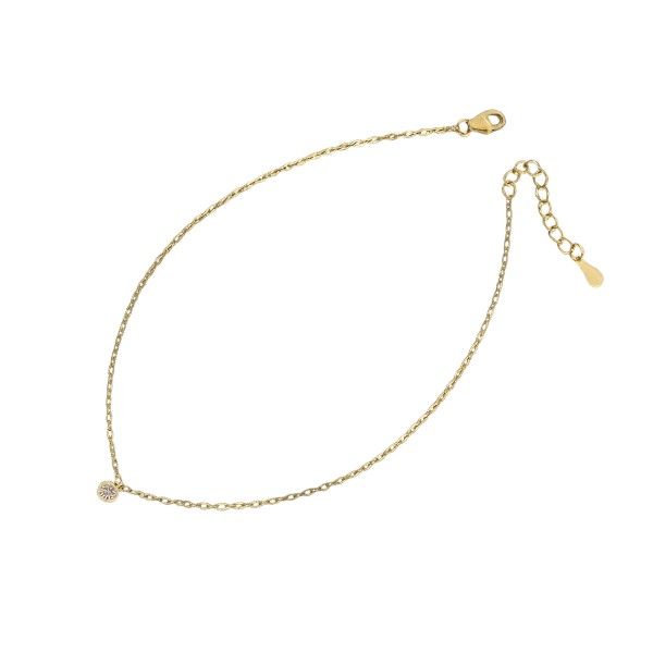 S925 Heart-Shaped Rhinestone Anklet - Gold