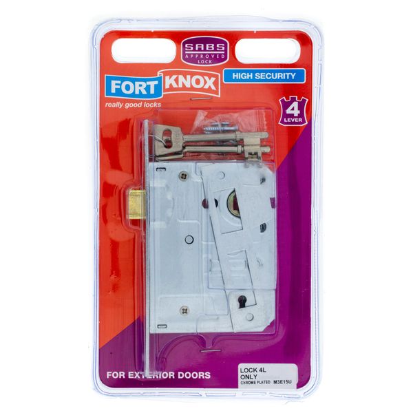 FORT KNOX Door Lock 4 Lever Lock Only Chrome Plated