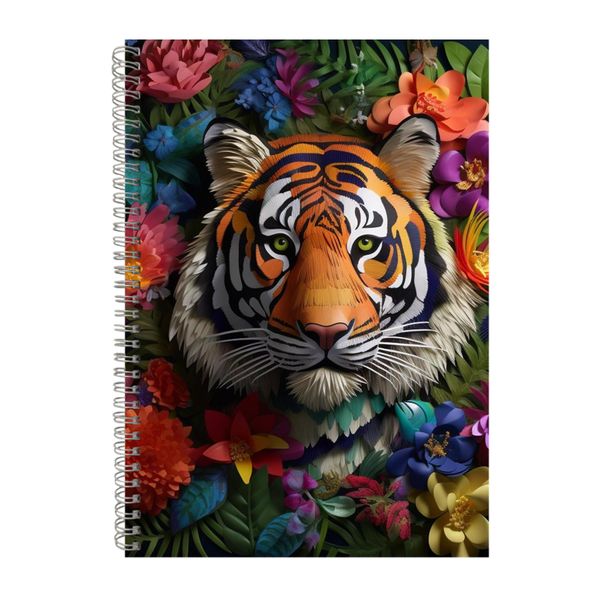 3D Tiger Flowers Notebook Animals Gift Idea A4 Notepad Pad 108