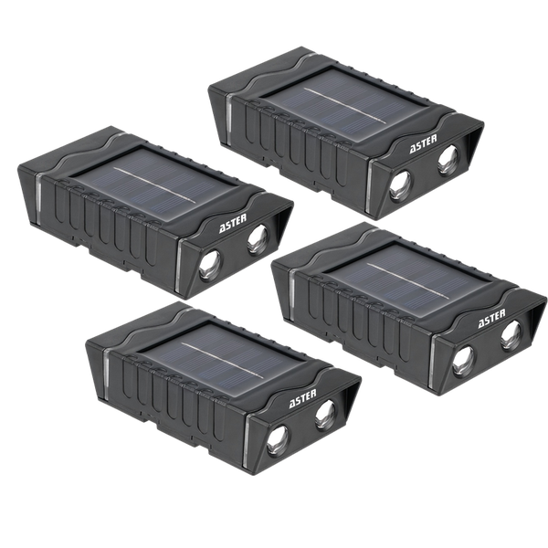 4 PCS of ASTER Outdoor Solar LED Wall Lights Waterproof - White Light