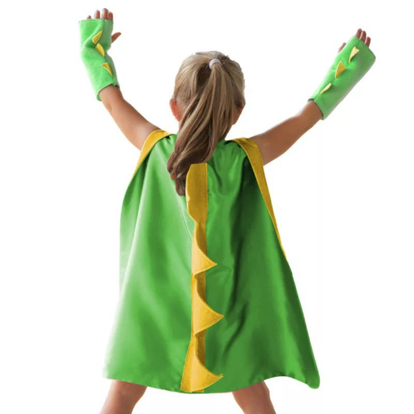 Green and Yellow Dinosaur Cape and Cuff Set