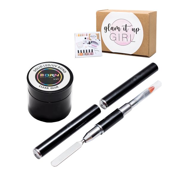 Glam It Up Girl/UV LED Bond Clear Glue &amp; Polygel Brush Set of 2