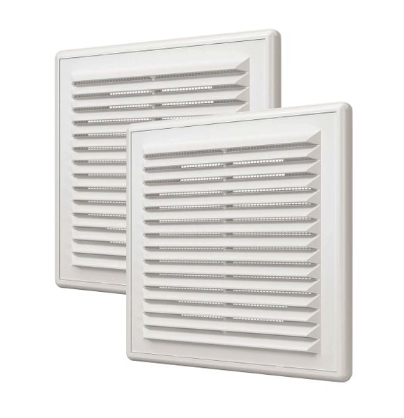 Ventilation removable wall cover vent grilles 150x150mm square - 2 pieces White