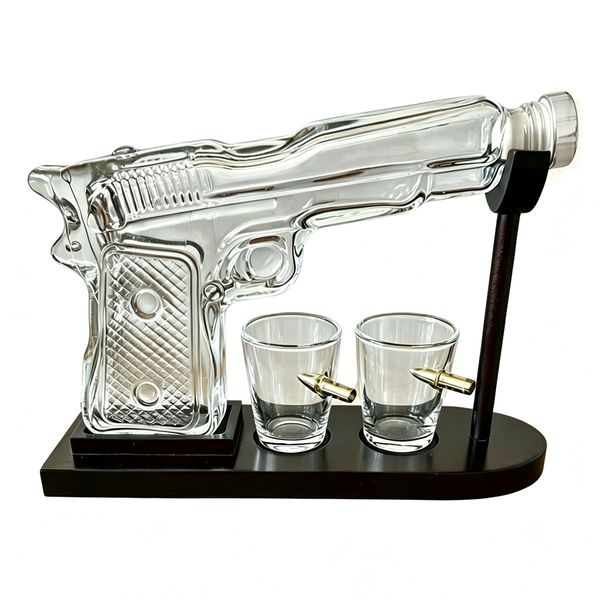 Whiskey Decanter Set, Whiskey Gun Decanter with 2 Bullet Glass,Gift for Men