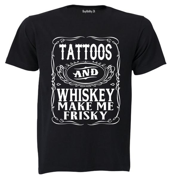 Tattoos &amp; Whiskey - Mens - T-Shirt - Grey