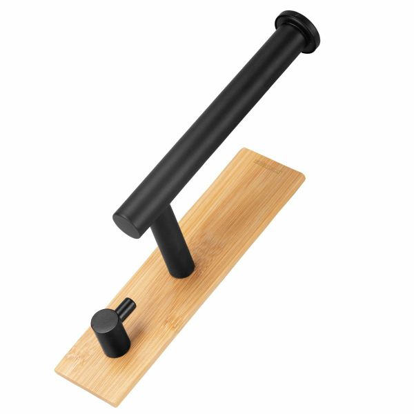 No Nails Bamboo Wall Mount Toilet Paper Holder
