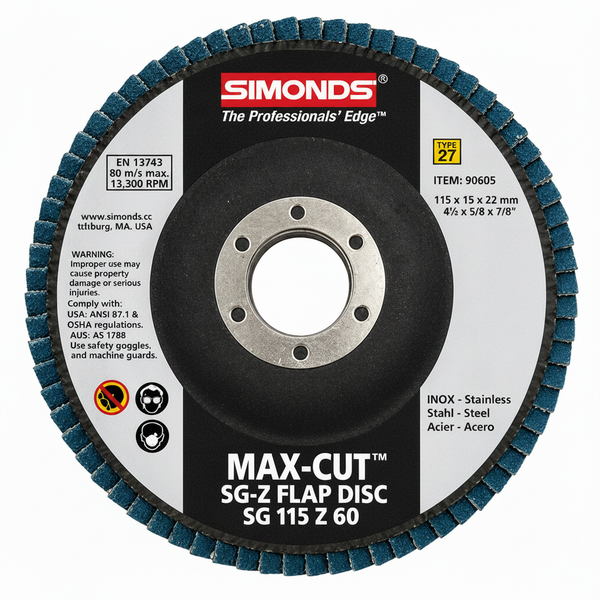 Simonds 10 Piece Blue 60 Grit Zirconium Flap Disc 115mm