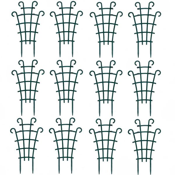 12 Pack Dark Green Stackable Plant Trellis