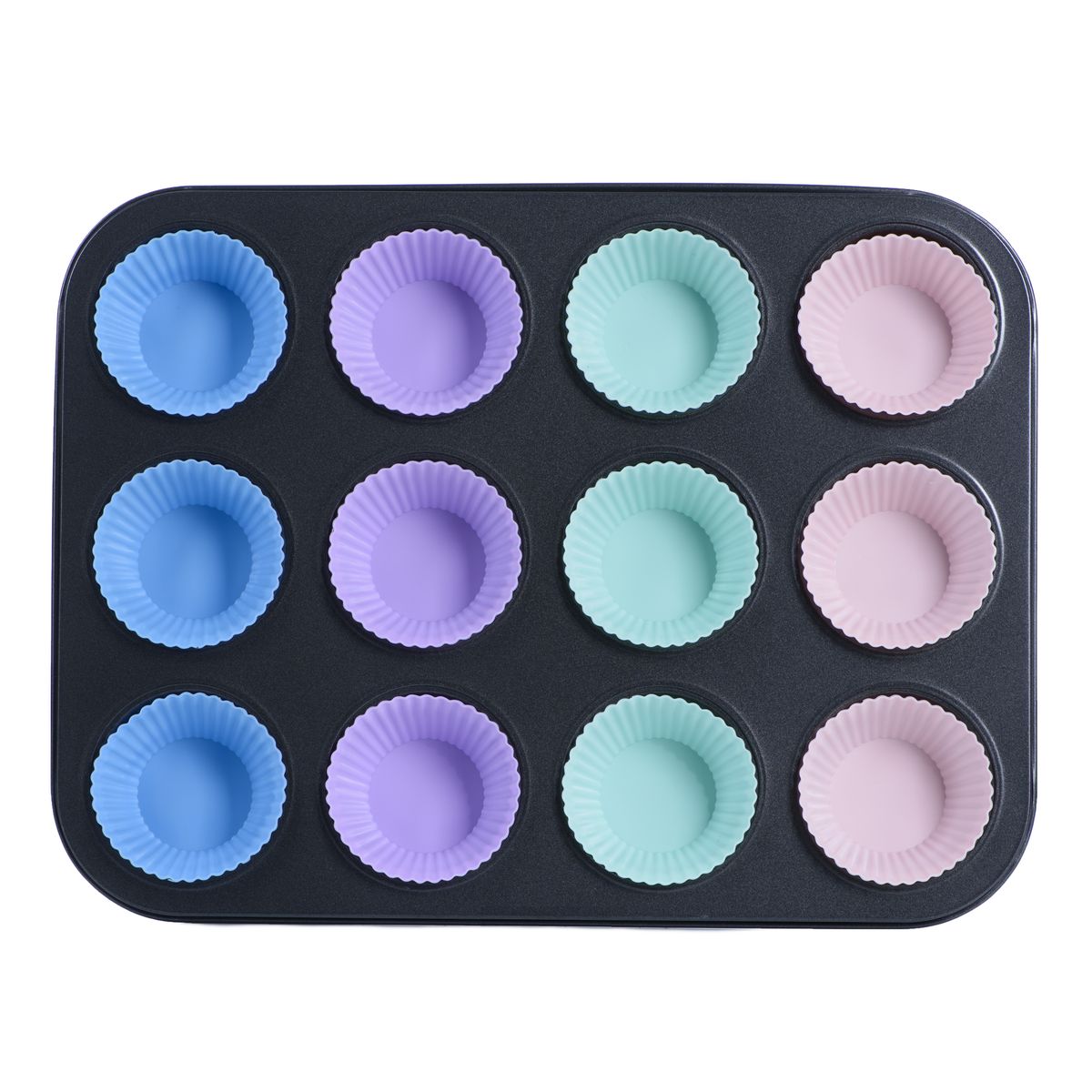 12 Cup Muffin Pan with Silicone Cups Pastel Colors Shop Today. Get