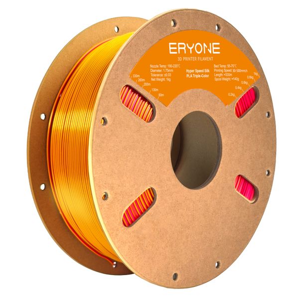 ERYONE Hyper PLA Tri Color Silk Filament - Red/Purple/Gold 1kg 1.75mm