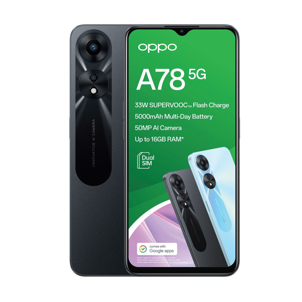 OPPO A78 5G 128GB LTE Dual Sim - Glowing Black + OPPO Enco Bu