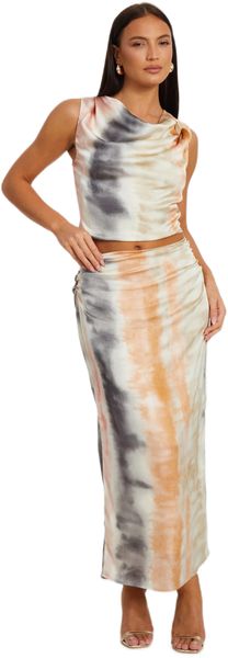 Quiz - Women Satin Marble Print Maxi Skirt