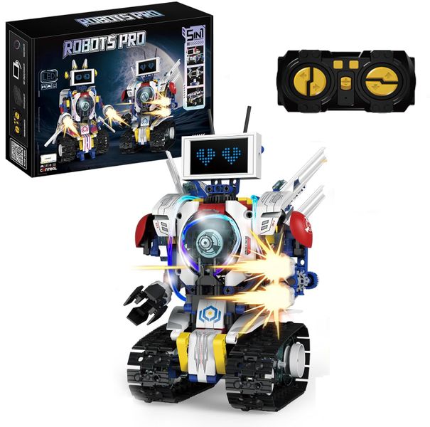 5 in 1 Robot Building Kit,APP &amp; Remote Control Screen Building Toy for Kids