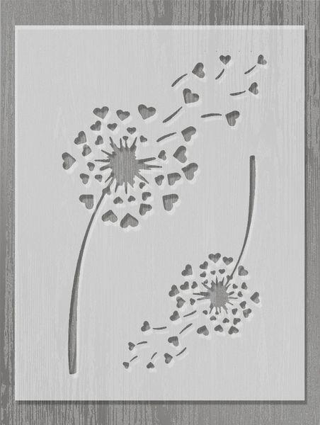 Imaging Architects Dandelion Heart Seeds Flying Away Stencil A4