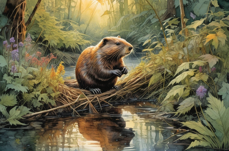 Canvas Wall Art Decor - Beaver At Work