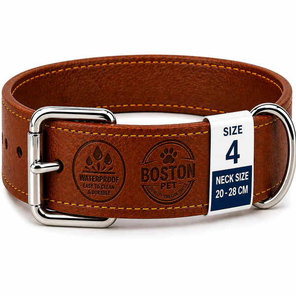 BOSTON Pet Dog Collar Durable Synthetic Waterproof Adjustable Various Sizes