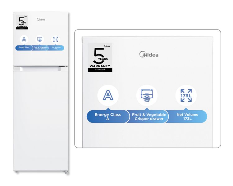 Midea 173L Top Mount Freezer - White
