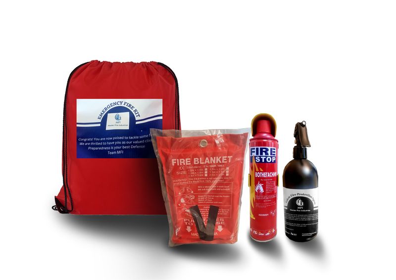 Fire Kit - Fire Blanket, Fabric Fire Prevention Spray &amp; Fire Stop Spray