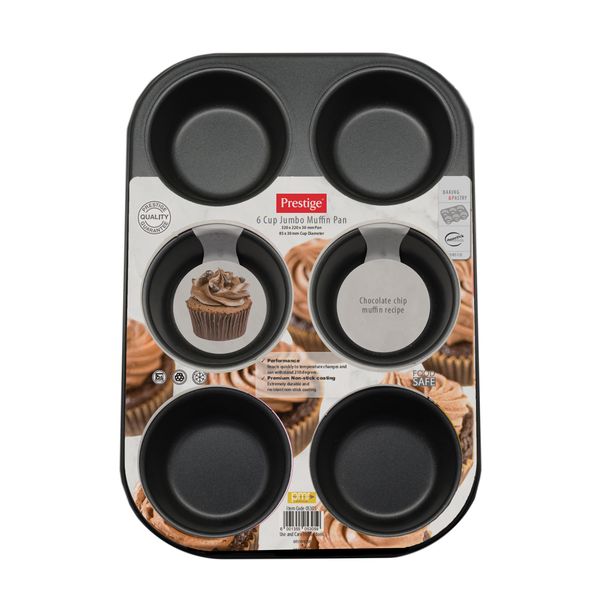 Prestige - 6 Cup Jumbo Muffin Pan - Black