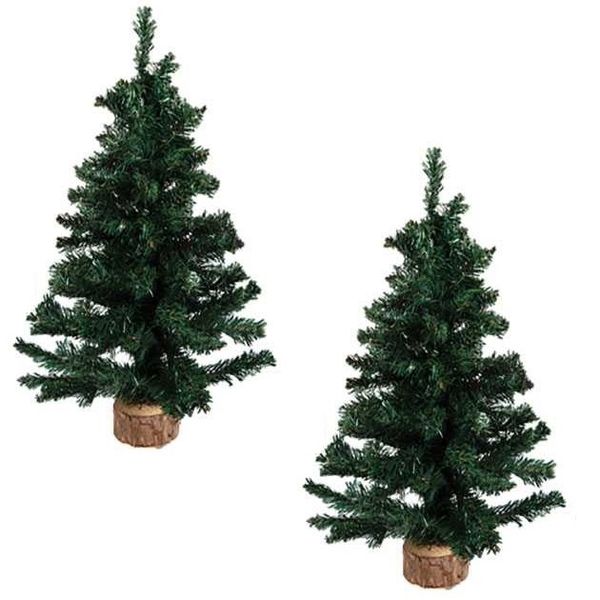 Tabletop Christmas Tree with Wooden Base 45cm (Green) Set of 2