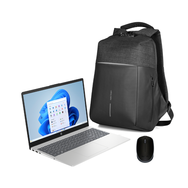 HP 15s Core i3 N305 + Monaco Anti-Theft Laptop Bag + Logitech Mouse Bundle
